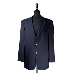 Vintage Brooks Brothers Mens 42L Blue Wool Blazer Sport Coat Jacket Gold Buttons